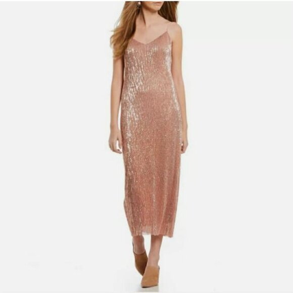 1. STATE- Sequin Slip Dress in Rosegold Nude – Size XS, Like New - Picture 4 of 8